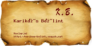 Karikás Bálint névjegykártya